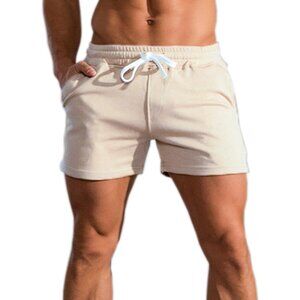 Mens Tan 5.5 Inch Sweat Shorts Mens Linen Shorts 5 Inch Inseam Cotton Shorts